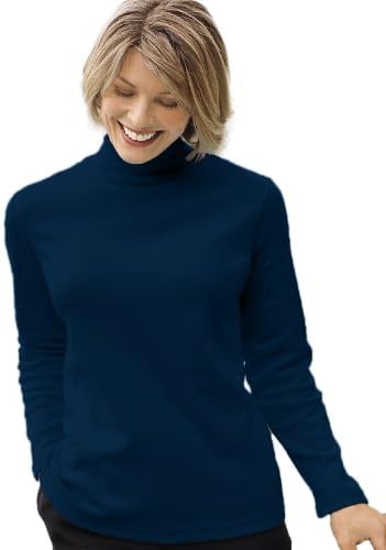 UltraSofts by National Mock Turtleneck, Navy, Large