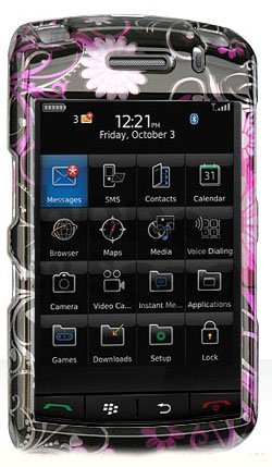 Blackberry Storm 9530 Blackberry 9530 Blackberry 9500 Shield Protector case Verizon (Pink Flower) + Wisdom*Courage WristBand