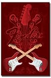 Fender (Guitars Crossed) Music Poster Print - 24' X 36'