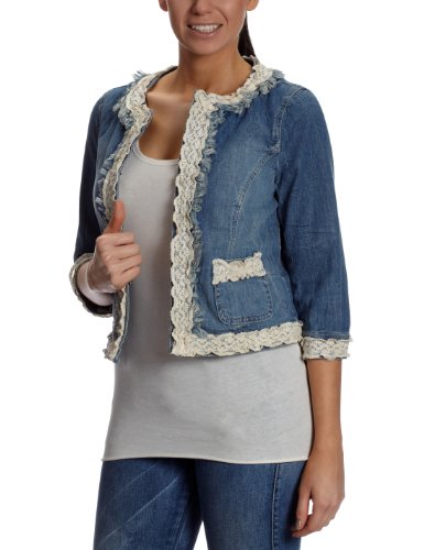 Oui Damen Jacke  23455, Gr. 40, Blau (blue denim 5300) Preisvergleich
