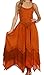 Sakkas Stonewashed Rayon Embroidered Adjustable Spaghetti Straps Long Dress