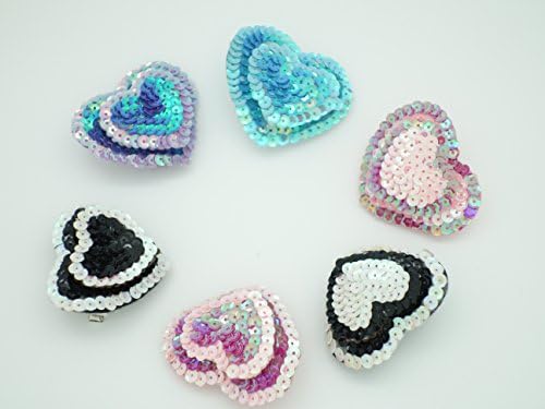 Sequin Heart Hair Clip - 12 pcs asst. colors