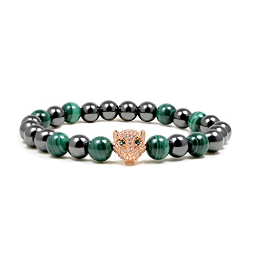 Accents KingdomLeopard Head Hematite Beaded Bracelet