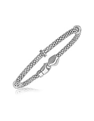 18K Yellow Gold and Sterling Silver Mesh Diamond Accented Bracelet (.18 ct. tw.)