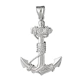 CleverSilver's Sterling Silver Pendant Anchor with Rope 3-D