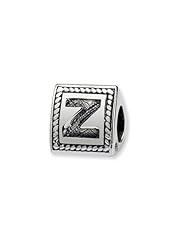 Triangle Block, Letter Z Charm in Silver For 3mm Charm Bracelets
