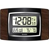 Sharp SPC900WG Digital Atomic Wall Clock Large Numbers and Wireless Indoor/outdoor Temperature