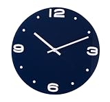 Hometime Modern Style Blue Glass Wall Clock With White Numbers