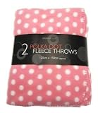 2 PACK Baby Blanket Fleece Cot / Cot Bed Polka Dot PINK 120 X 150