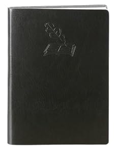 Black Embossed Quill & Book Leather Journal - Lined