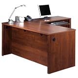 Bestar Embassy L-shape Wood Home Office Computer Desk in Tuscany Brown