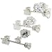 Sterling Silver 2mm 3mm 4mm Round Brilliant Cut CZ Stud Earrings 3-Pair Set