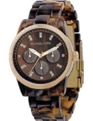 Women Michael Kors MK5038 Marbled Plastic Link Bracelet Gold Tone Quartz Day Da