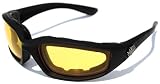 3 Pairs of Choppers Glasses Padded Frame Clear Yellow Smoke Lense Block 100% UVB for Outdoor Activity Spot