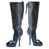 5 Inch Sexy Black Knee High Boots Cut Out Knee High Fashion Boots