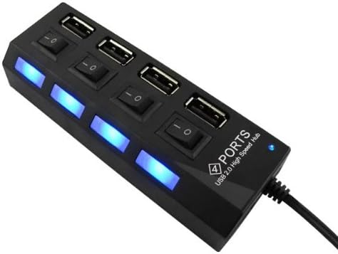 Laptop PC Black 4 Port Tap USB 2.0 Hub ON/OFF Sharing Switch