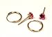 14k Yellow Gold 4mm Four Prong Round Pink Cubic Zirconia Stud and 14k Yellow Gold 10mm Endless Hoop Earring Set