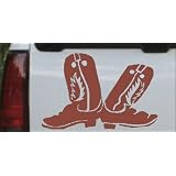 8in X 5.3in Brown -- Cowboy Boots Western Car Window Wall Laptop Decal Sticker by Rad Dezigns