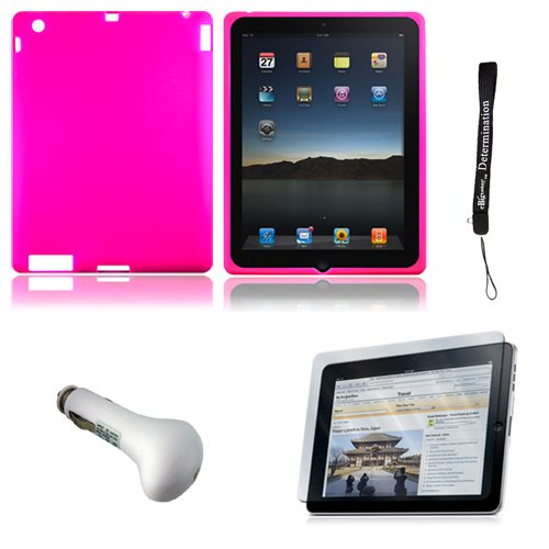 Pink Magenta Silk Premium Durable Protective Skin for Apple iPad 2 Tab Tablet 2nd Generation + Includes a High Quality and Durable Anti Glare Screen Protector, will prevent from any scratches and dirt going to your iPad Touch Screen + Includes a USB Trave