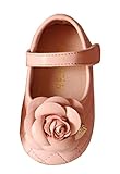 Ziweiba 0-2歳子供 キッズ靴 フラットシューズ 女の子PUレザー製 滑り止め 花フラワー 女児 (インナーソール13cm, Aピンク)