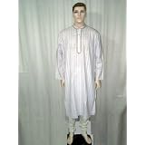 Gift for Dad- Mens Fashion White Cotton Embroidered Kurta Pajama Xxl Chest 50 Inches