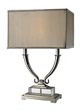 Dimond D1873 17-Inch Width by 24-Inch Height Roberts 2 Light Table Lamp in Polished Nickel and Clear Crystal with Light Grey Faux Silk Shade