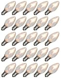 Clear C7 Candelabra Screw (E12) Base Clear Twinkle Christmas Holiday Light Bulb Replacement 25 Pack
