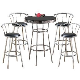 Click here to buy MAN CAVE Metal Bar Table & Pub Set with 4 Swivel Seat Bar Stools with Back Rests by The Furniture Cove.