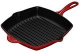 Le Creuset Enameled Cast-Iron10-1/4-Inch Square Skillet Grill, Red
