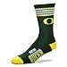 For Bare Feet Mens NCAA 4 Stripe Deuce Crew Socks, Oregon Ducks, Large