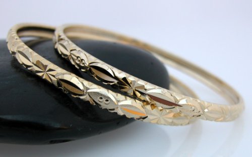 Click here to buy 18K Gold Filled Baby Bangle Bracelets 9-24 Mo. Twins New!.
