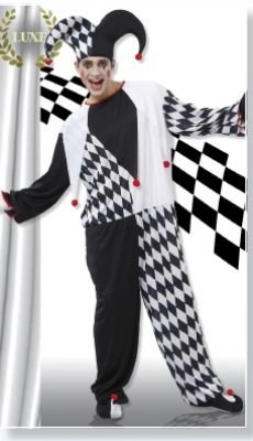 Harlekin Jester Kostüm Erwachsenen Fasching