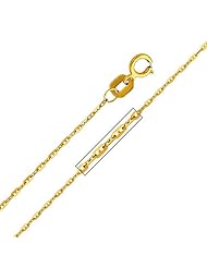 14K Yellow Gold 1mm Anchor Link 1+1 Mariner Chain Necklace