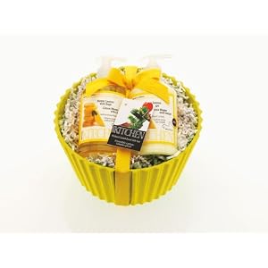 Upper Canada Soap & Candle Kitchen Salad Bowl Gift Set with Hand Wash and Hand Lotion, Meyer Lemon with Sage