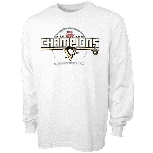 Majestic Pittsburgh Penguins White 2008 NHL East Champions Official Locker Room Long Sleeve T-shirt