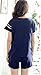 Betusline Women Short Sleeves Pajama Heart Printed Shorts Blue Casual
