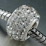 Clear Swarovski Crystal Slide On Slide Off Bead Charm - compatible with Pandora, Chamilia, Troll etc - Solid Sterling Silver Core