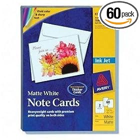Click here to buy Avery Inkjet Note Cards (60) and Envelopes 4.25 X 5.5 inches by Avery.