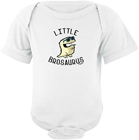 Little Brother Gifts Little Brother Little Brosaurus Dinosaur Bodysuit Newborn White