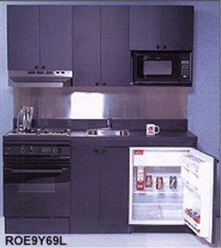 ROE9Y69L Full Feature Kitchenettes Compact Kitchen with Laminate Countertop 4 Electric Burners Ove