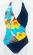 Marsol Missy 1PC Surplice Wrap Swimsuit Navy/Turq Floral Sizes 38(14) - 42(18)