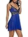 Avidlove Women V Neck Babydoll Strap Lingerie Lace Chemise Teddy Outfits (L, Blue)