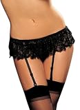 Women's 3Pc Garter-G-Stockings (Black;One Size)