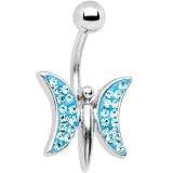Aqua Crystal Divine Dragonfly Belly Ring