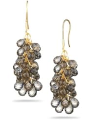 17.75 Cts Smokey Quartz Briolette Earrings in 18K Yellow Gold