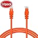 GearIT Cat 6 Ethernet Cable (10-Pack 7 Feet) Cat6 Network Patch, 10Gbps, RJ45, Snagless Cord, Gold-Plated Connectors, Internet for PC, TV, Tablet, Router, Printer, Servers, IT Data Center - Orange