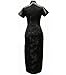 7Fairy Women's Vtg Black Floral Long Chinese Party Dress Cheongsam