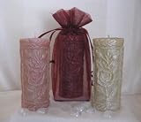 100% Beeswax Candles - Single Beautiful Solid Rose Pillar in BURGUNDY (center in photo)