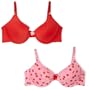 Dollhouse Women's 2-Pack Cherry Print And Solid Red Bra,2-Pack (Cherry Print/Solid Red),38 C
