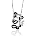 Sterling Silver Black and White CZ Panda Bear Necklace, 18"